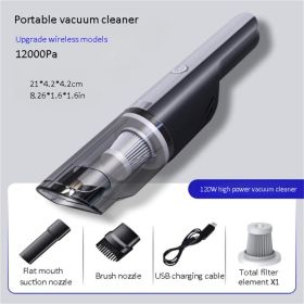 Car Vacuum Cleaner; Wireless Car With Strong Suction 12000Pa Handheld Vacuum Cleaner Small Mini Rechargeable Home Vacuum Cleaner (model: Wireless Silver)