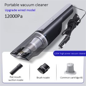 Car Vacuum Cleaner; Wireless Car With Strong Suction 12000Pa Handheld Vacuum Cleaner Small Mini Rechargeable Home Vacuum Cleaner (model: Wired Silver)