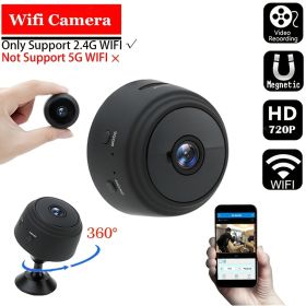 1pc A9 Mini Camera; HD 720P 2.4G Wifi IP Camera; Night Vision; Smart Home Security Wireless Mini Camcorder; Mobile Remote View Video Surveillance (Color: Black)